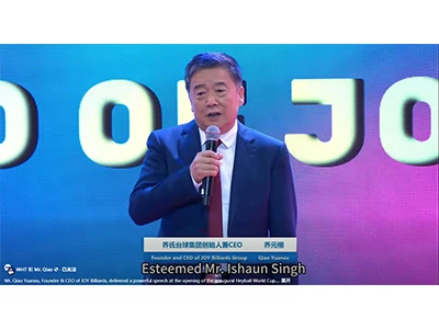 Pán Qiao Yuanxu, zakladateľ a generálny riaditeľ spoločnosti JOY Billiards, p...